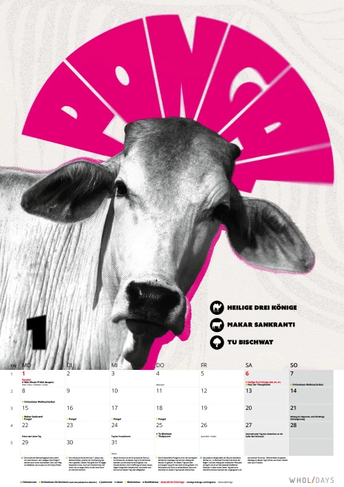 Der wholidays-Kalender 2024 – Januar